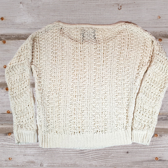 AEO Chunky Knit Scoop Neck Cream Sweater in Sz. S - Picture 2 of 4